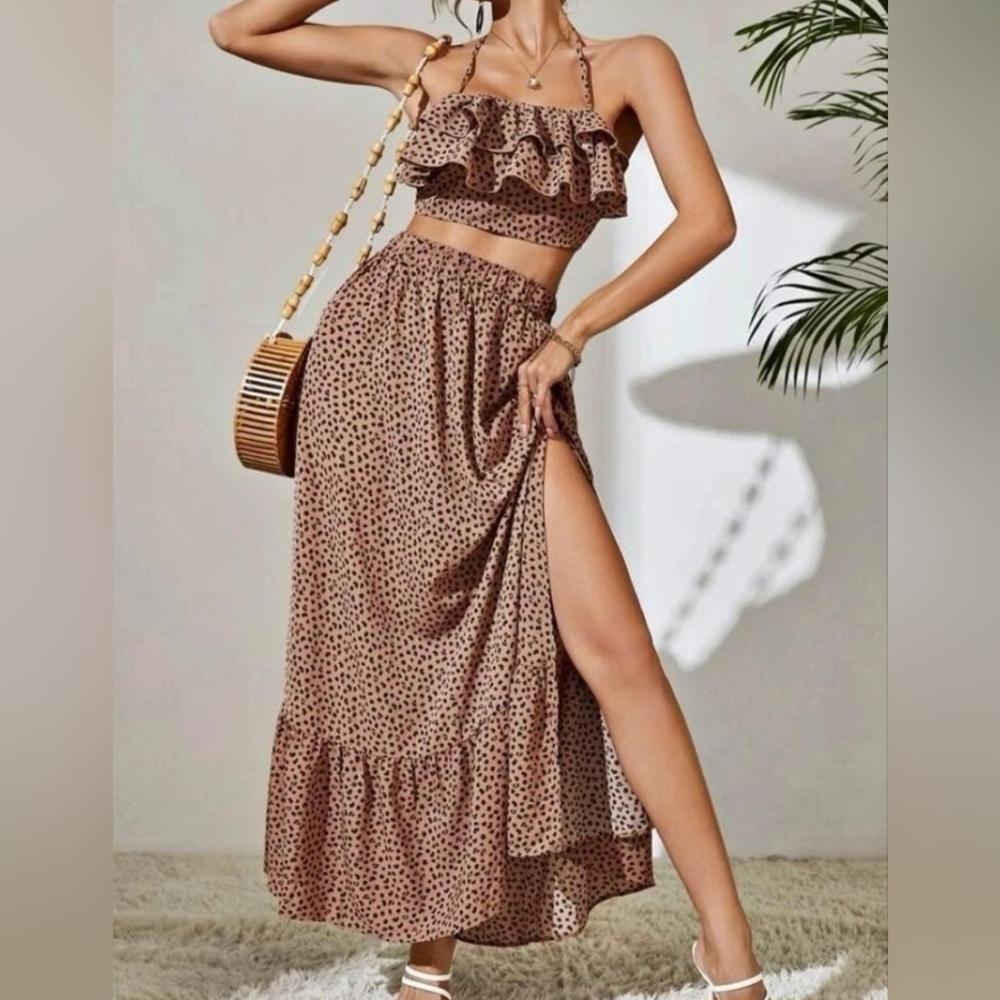 Elegant Cheetah Top & Skirt Combo